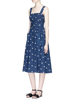 Figure View - Click To Enlarge - 72723 - Belted polka dot cotton poplin midi dress