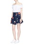 Figure View - Click To Enlarge - 72723 - Ruffle trim floral print mini skirt