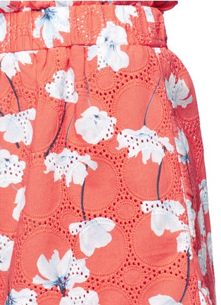 Detail View - Click To Enlarge - 72723 - Ruffle floral print elastic waist cotton shorts