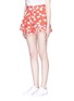 Front View - Click To Enlarge - 72723 - Ruffle floral print elastic waist cotton shorts