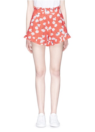 Main View - Click To Enlarge - 72723 - Ruffle floral print elastic waist cotton shorts