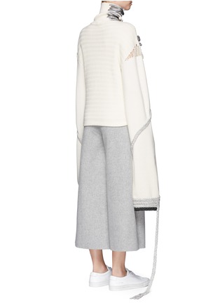 Back View - Click To Enlarge - MAIYET - 3D appliqué fringed cashmere turtleneck sweater
