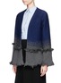 Front View - Click To Enlarge - MAIYET - Braided ombré frayed trim coat cashmere