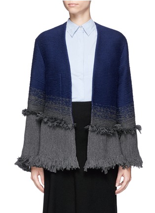 Main View - Click To Enlarge - MAIYET - Braided ombré frayed trim coat cashmere