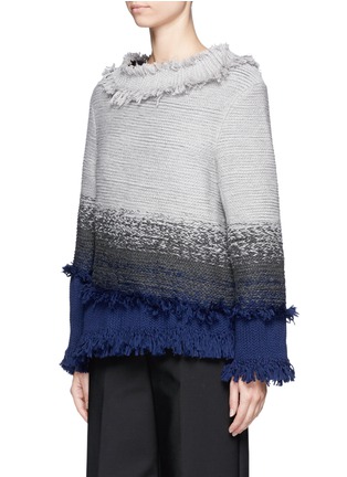 Front View - Click To Enlarge - MAIYET - Braided ombré frayed trim cashmere sweater