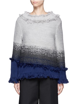 Main View - Click To Enlarge - MAIYET - Braided ombré frayed trim cashmere sweater