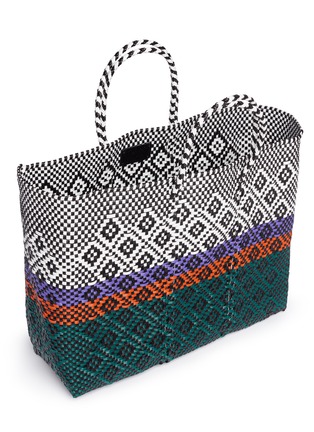 Detail View - Click To Enlarge - TRUSS - Large woven stripe diamond PVC tote