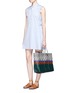 Figure View - Click To Enlarge - TRUSS - Large woven stripe diamond PVC tote