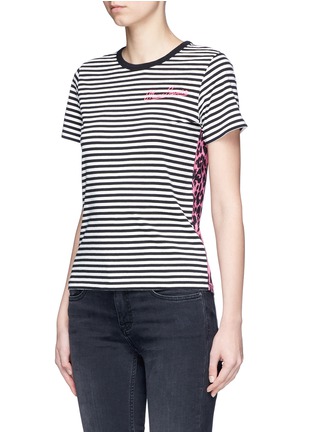 Front View - Click To Enlarge - MARC JACOBS - Leopard print stripe jersey T-shirt