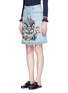 Front View - Click To Enlarge - GUCCI - Cat embroidered denim skirt