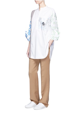 Figure View - Click To Enlarge - PORTS 1961 - Scribble print panel poplin shirt