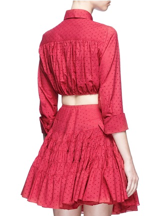 Back View - Click To Enlarge - ALAÏA - 'Voile Pastilles' broderie anglaise cropped drawstring shirt