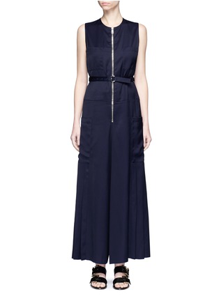Main View - Click To Enlarge - VICTORIA BECKHAM - Pleated belted satin jumpsuit