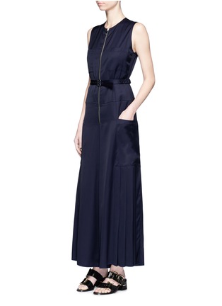 Figure View - Click To Enlarge - VICTORIA BECKHAM - Pleated belted satin jumpsuit