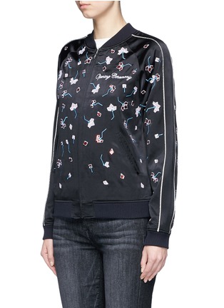 Front View - Click To Enlarge - OPENING CEREMONY - Flower embellished silk bomber jacket