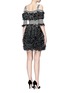 Back View - Click To Enlarge - ALEXANDER MCQUEEN - Stripe panel ruffled mesh knit cold shoulder dress
