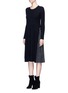 Front View - Click To Enlarge - MO&CO. EDITION 10 - Stripe intarsia insert knit dress