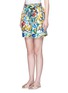 Front View - Click To Enlarge - - - Belted maiolica print silk shorts