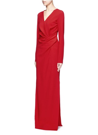 Figure View - Click To Enlarge - LANVIN - Ruched bow waist wool blend gown