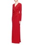 Figure View - Click To Enlarge - LANVIN - Ruched bow waist wool blend gown
