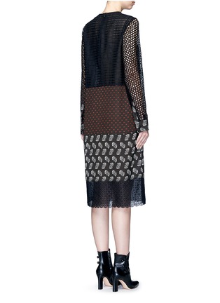 Back View - Click To Enlarge - LANVIN - Mix print silk panel broderie anglaise dress
