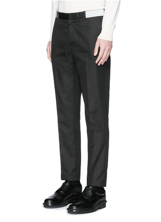 Front View - Click To Enlarge - ALEXANDER MCQUEEN - Metallic waistband cotton twill pants