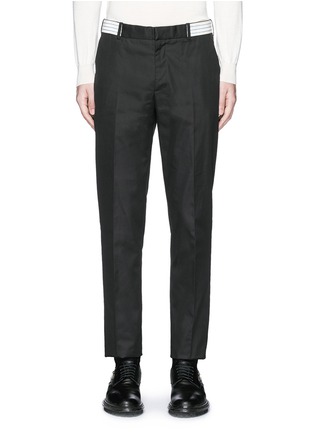 Main View - Click To Enlarge - ALEXANDER MCQUEEN - Metallic waistband cotton twill pants