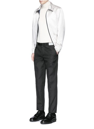 Figure View - Click To Enlarge - ALEXANDER MCQUEEN - Metallic waistband cotton twill pants