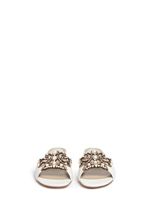 Front View - Click To Enlarge - RENÉ CAOVILLA - Strass pearl appliqué leather slide sandals