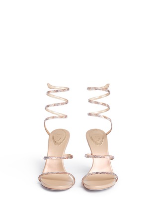 Front View - Click To Enlarge - RENÉ CAOVILLA - 'Snake' strass pavé spring coil anklet sandals