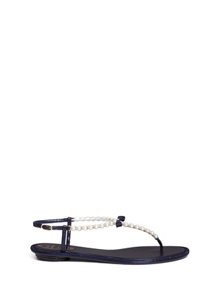 Main View - Click To Enlarge - RENÉ CAOVILLA - Strass border faux pearl T-strap sandals