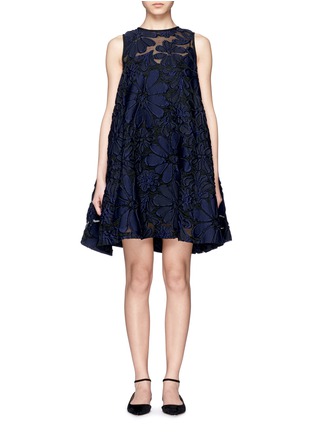 Main View - Click To Enlarge - VICTORIA, VICTORIA BECKHAM - Floral jacquard pleat back flare dress