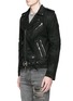 Front View - Click To Enlarge - AMIRI - 'Destroyed Perfecto' distressed denim jacket