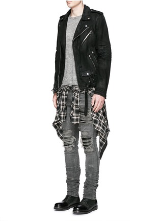 Figure View - Click To Enlarge - AMIRI - 'Destroyed Perfecto' distressed denim jacket