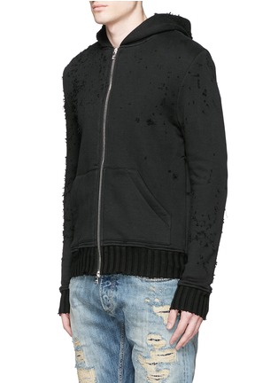 Front View - Click To Enlarge - AMIRI - 'Shotgun Destroyed' distressed zip hoodie