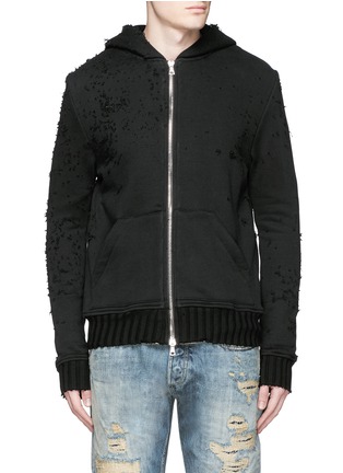 Main View - Click To Enlarge - AMIRI - 'Shotgun Destroyed' distressed zip hoodie