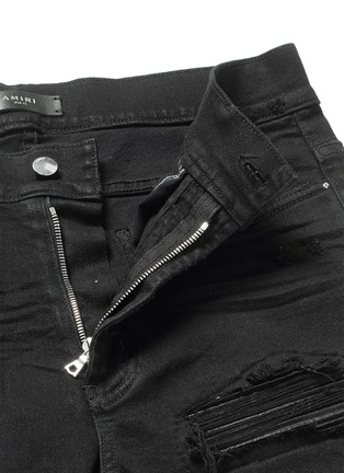  - AMIRI - 'MX1' leather patchwork distressed skinny jeans