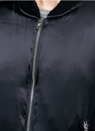 Detail View - Click To Enlarge - AMIRI - Distressed trim charmeuse bomber jacket