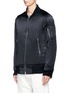 Front View - Click To Enlarge - AMIRI - Distressed trim charmeuse bomber jacket