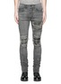 Detail View - Click To Enlarge - AMIRI - 'MX1' leather patchwork distressed skinny jeans