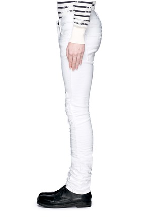 Detail View - Click To Enlarge - AMIRI - 'MX2' leather patchwork distressed skinny jeans