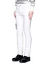Front View - Click To Enlarge - AMIRI - 'MX2' leather patchwork distressed skinny jeans