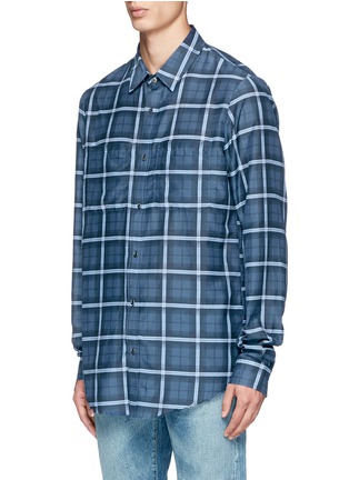 Front View - Click To Enlarge - AMIRI - Plaid print distressed hem shirt
