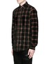 Front View - Click To Enlarge - AMIRI - Windowpane check suede shirt