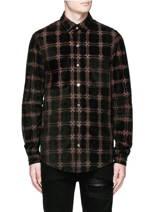 Main View - Click To Enlarge - AMIRI - Windowpane check suede shirt