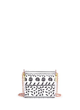 Back View - Click To Enlarge - SOPHIA WEBSTER - Claudie' flamingo charm leather flap bag in Kapowski print