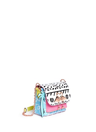 Front View - Click To Enlarge - SOPHIA WEBSTER - Claudie' flamingo charm leather flap bag in Kapowski print