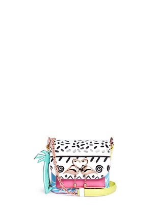 Main View - Click To Enlarge - SOPHIA WEBSTER - Claudie' flamingo charm leather flap bag in Kapowski print