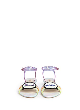 Front View - Click To Enlarge - SOPHIA WEBSTER - 'Ellen Beach Babe' slogan patch leather sandals