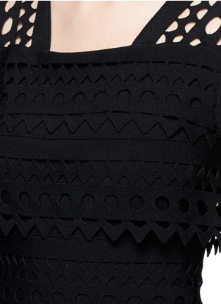 Detail View - Click To Enlarge - ALAÏA - 'Vienne' geometric cutout ruffle tier knit dress